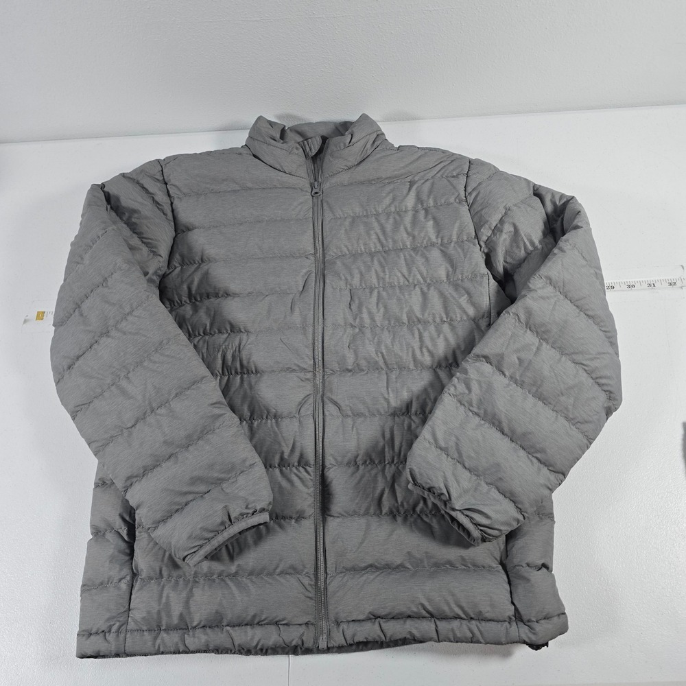 Lands' End Womens Gray Down Puffer Jacket Full Zip‎ Mock Neck 547895 Size S